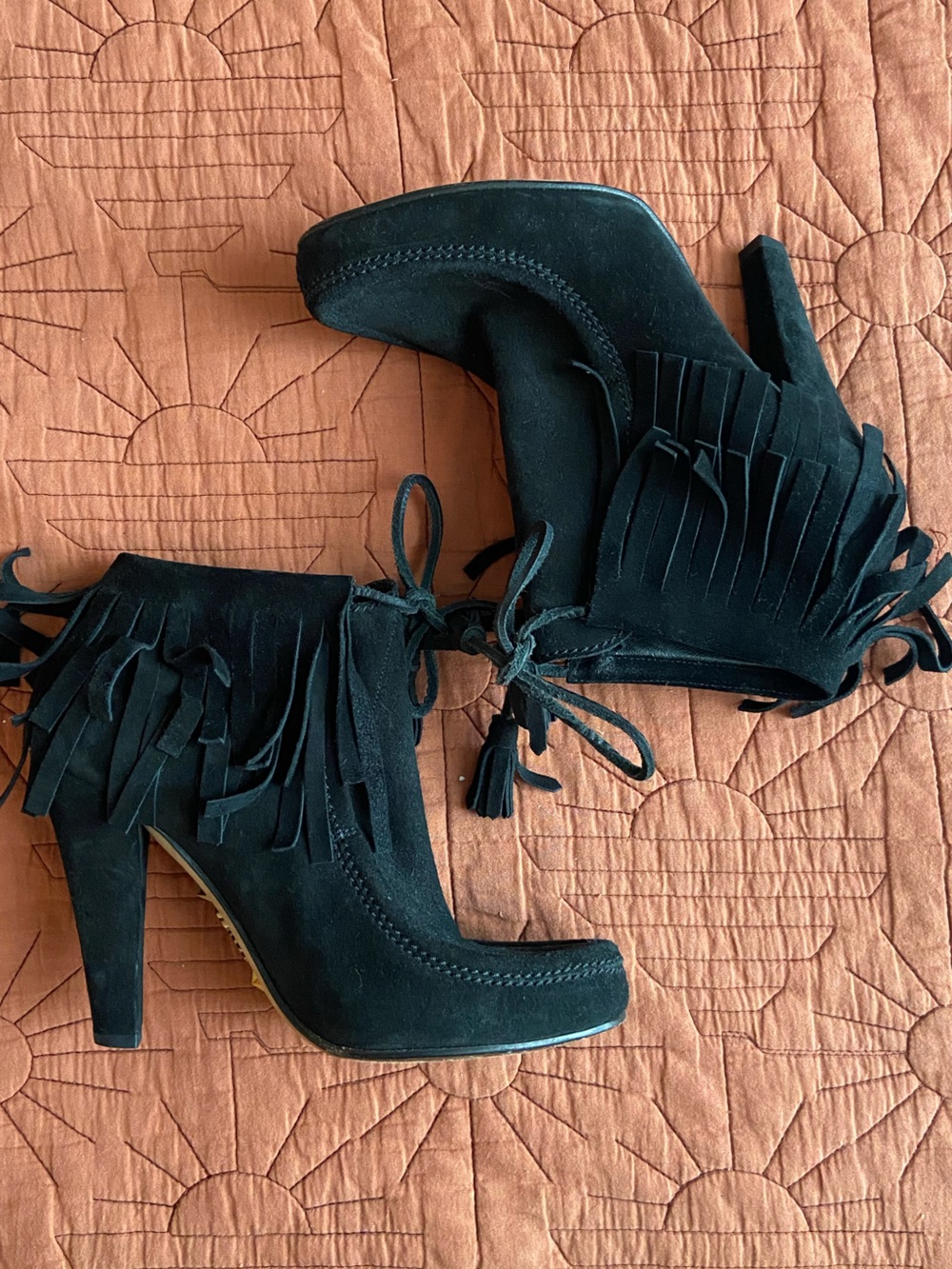 Gucci suede fringe heels